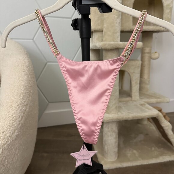 Juicy X Frederick's Satin & Rhinestone G-String - Picture 2 of 8